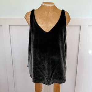 Ann Taylor LOFT Velvet Double V Neck Blouse Women’s Med Gray Lined Holiday Party
